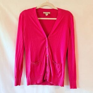 Like New Banana Republic Hot Pink Fuchsia Button-Up Cardigan Sweater Size Small